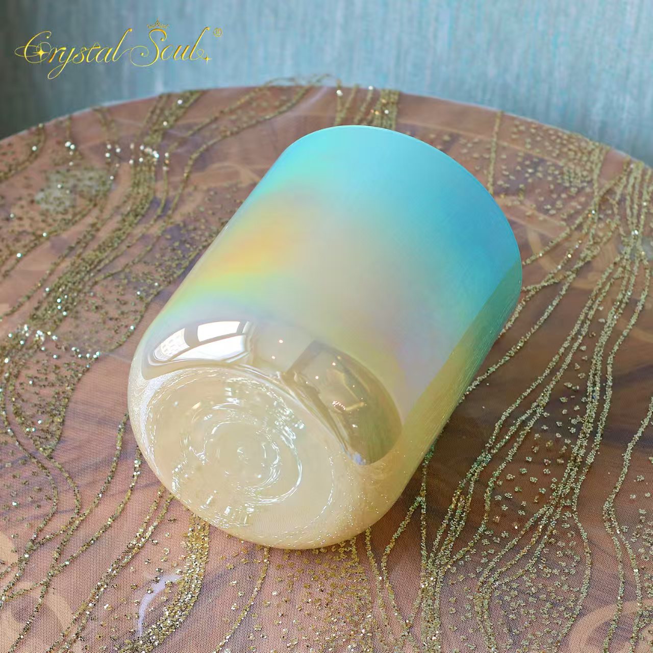 Crystal Soul Milk Yellow Sky Blue Gradient Clear Alchemy Crystal Bowl