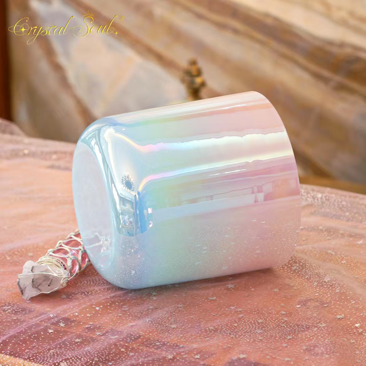 Crystal Soul Girl Heart Pink Blue Gradient Clear Alchemy Crystal Bowls