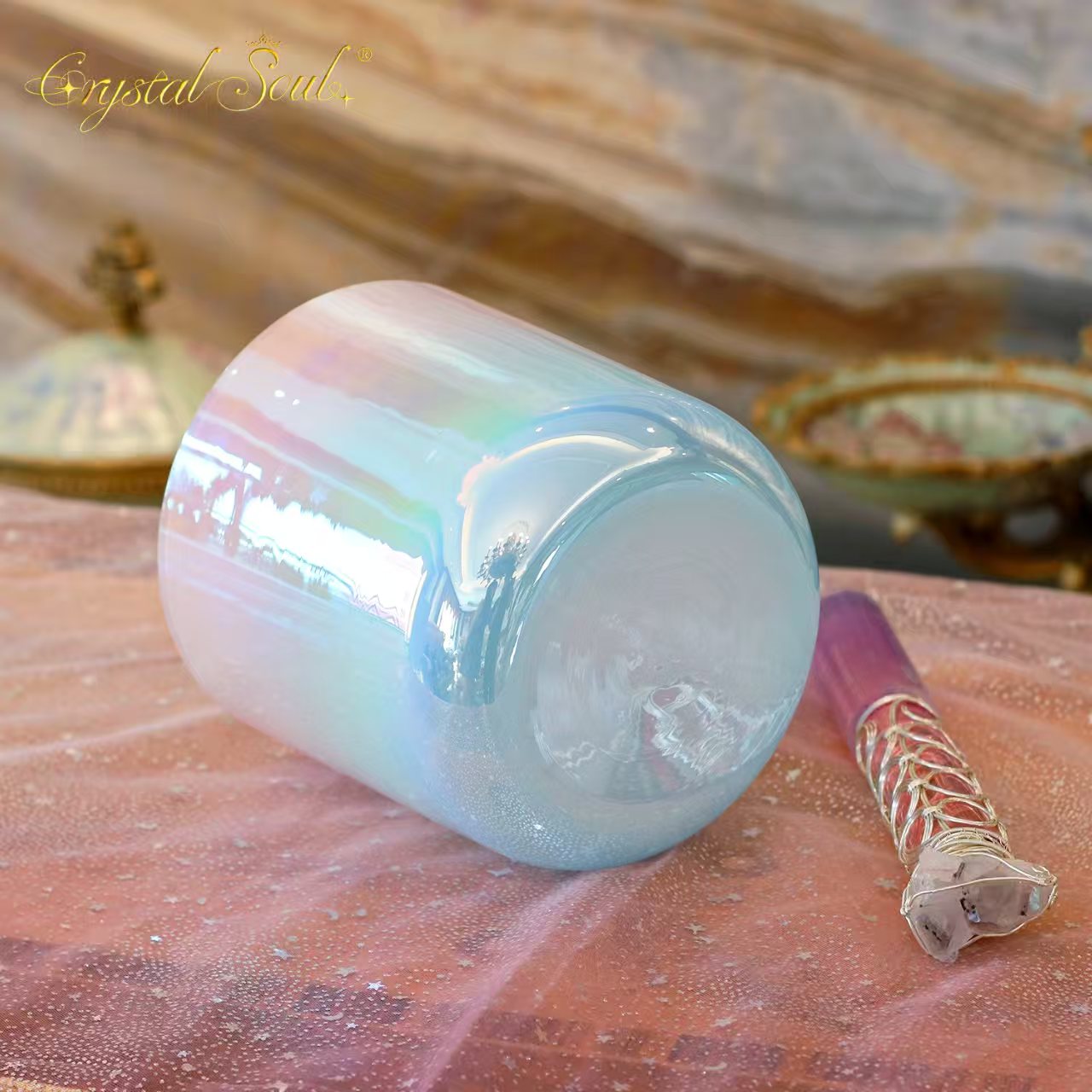 Crystal Soul Girl Heart Pink Blue Gradient Clear Alchemy Crystal Bowls