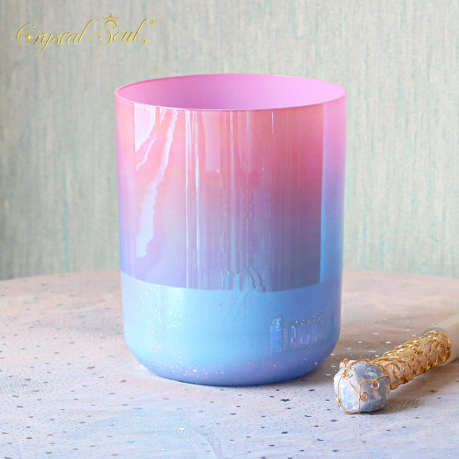 Crystal Soul Pink Ocean Pink Blue Gradient Clear Alchemy Crystal Bowl