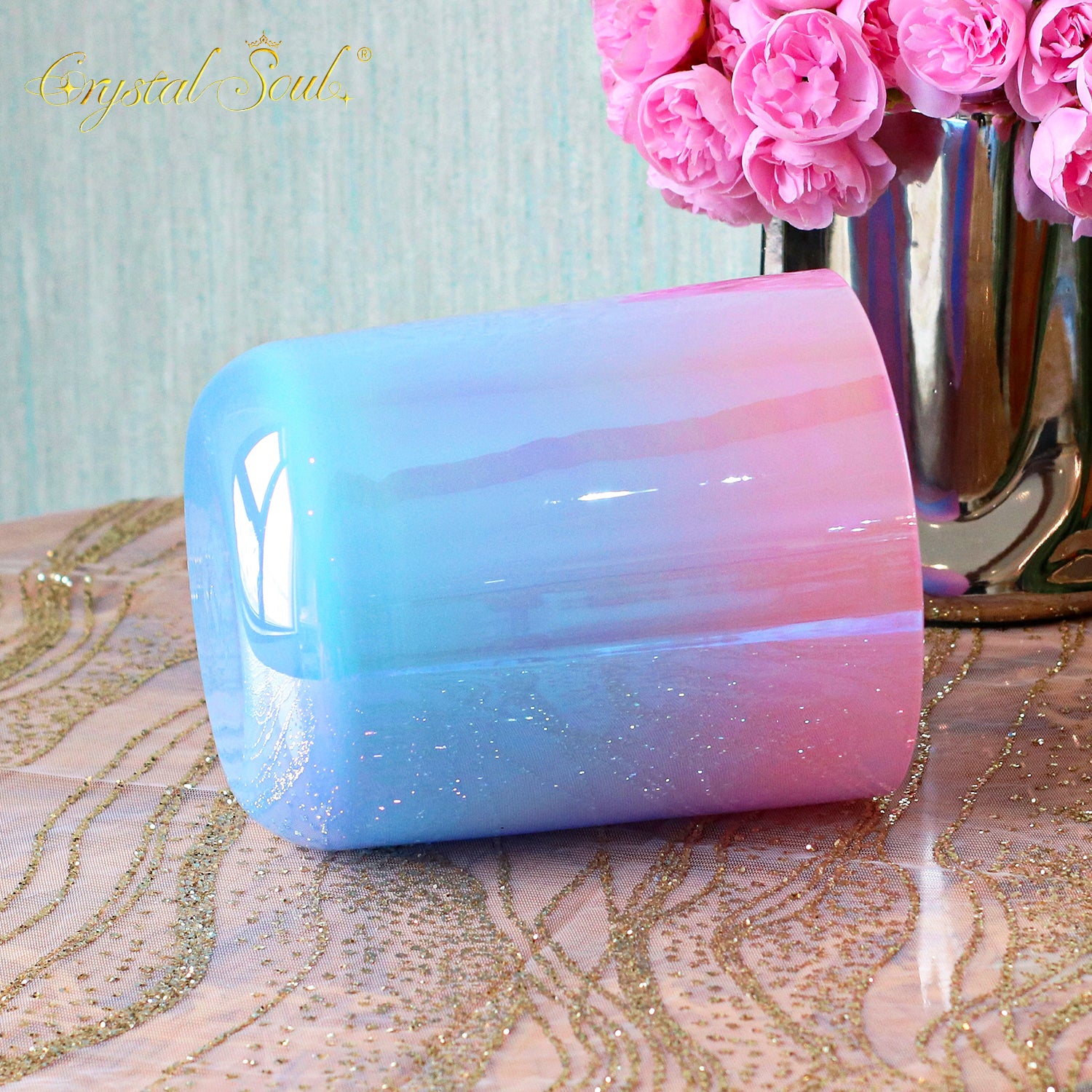 Crystal Soul Pink Ocean Pink Blue Gradient Clear Alchemy Crystal Bowls