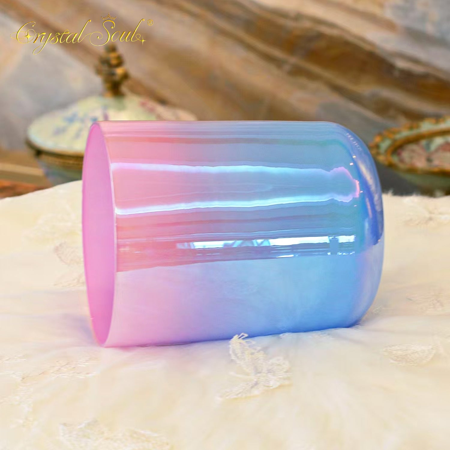 Crystal Soul Pink Ocean Pink Blue Gradient Clear Alchemy Crystal Bowls