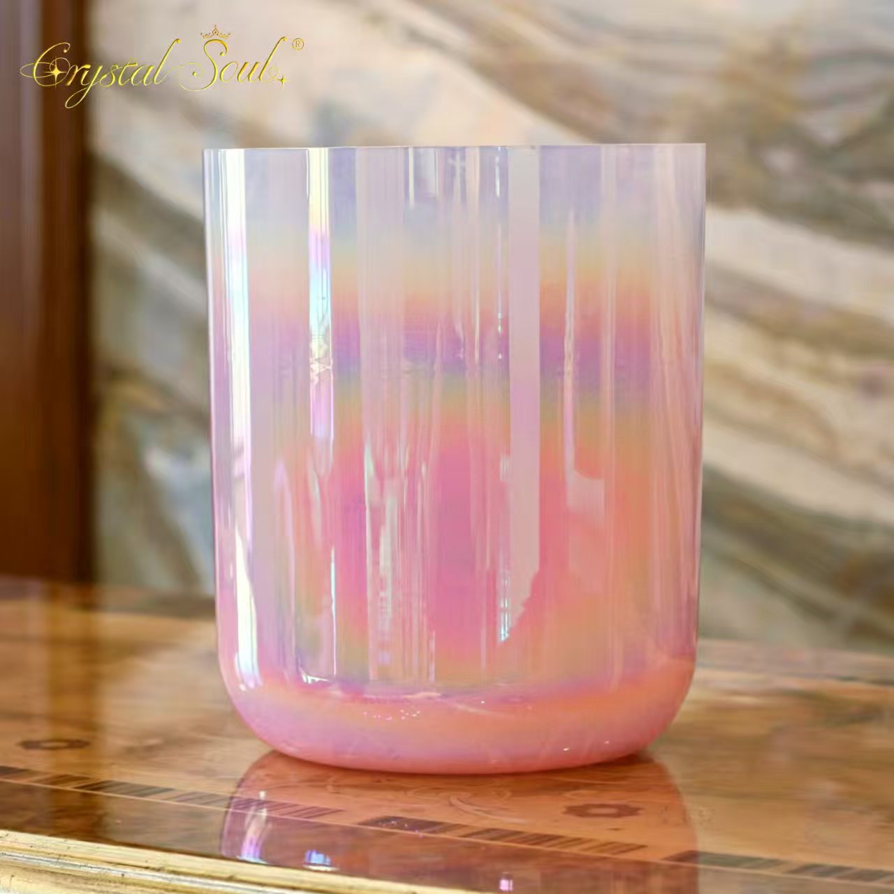 Crystal Soul Romantic Girl Pink Aurora Gradient Clear Alchemy Crystal Bowls
