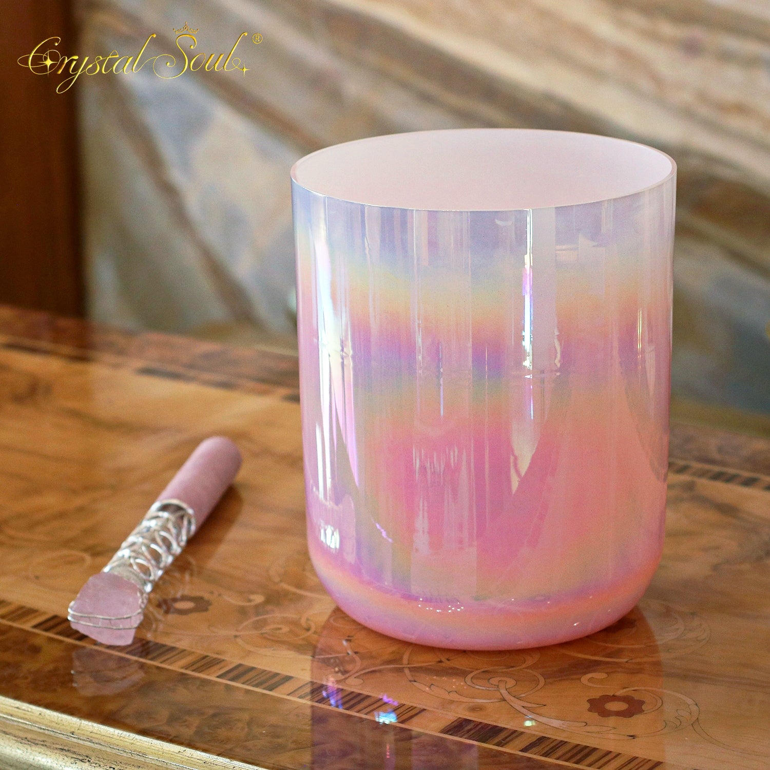 Crystal Soul Romantic Girl Pink Aurora Gradient Clear Alchemy Crystal Bowls