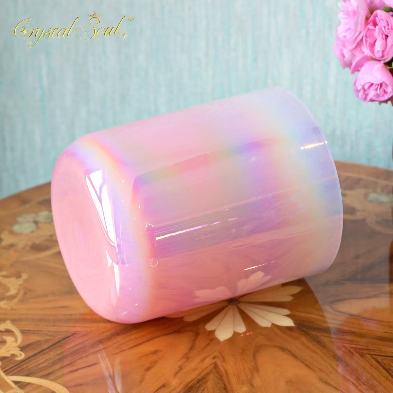 Crystal Soul Romantic Girl Pink Aurora Gradient Clear Alchemy Crystal Bowls