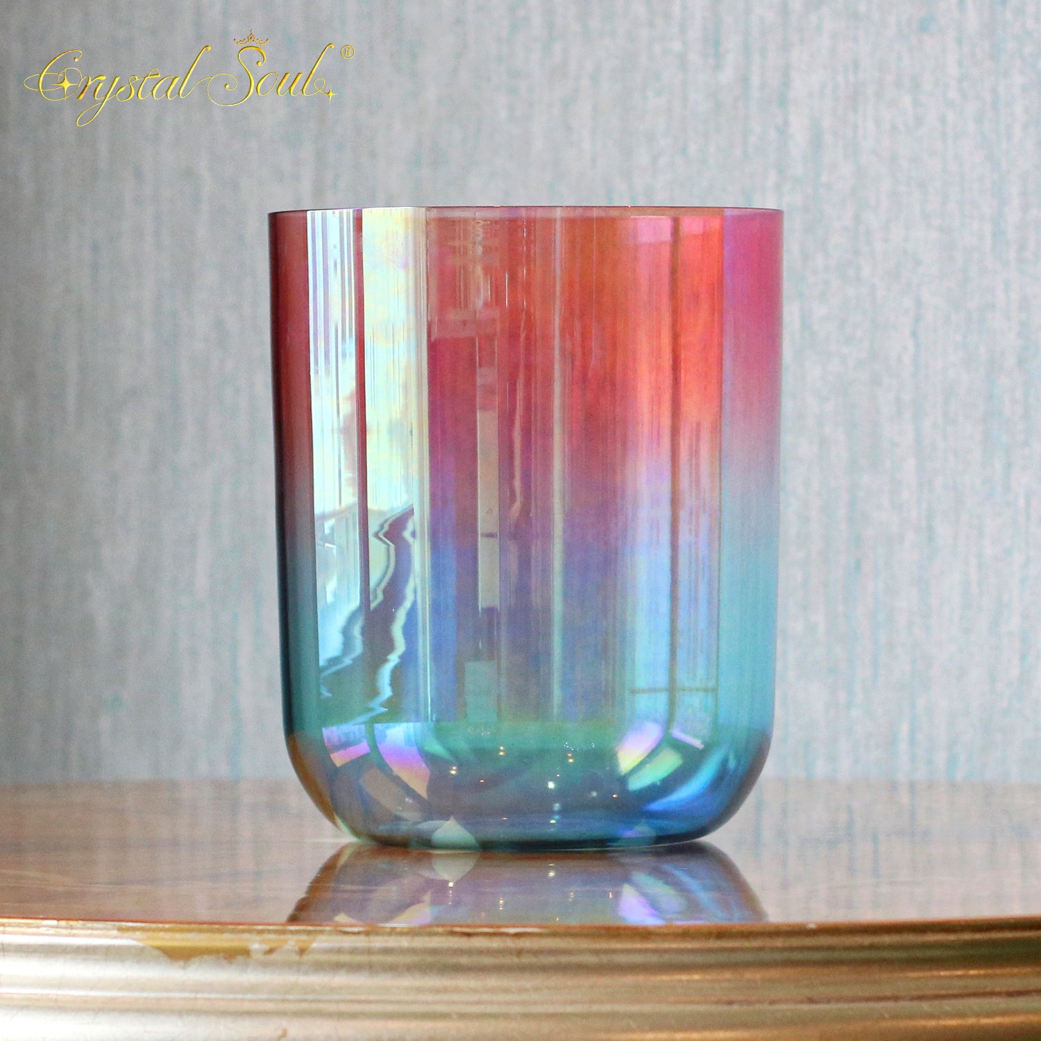 Crystal Soul Red Blue Gradient clear Alchemy Crystal Bowl