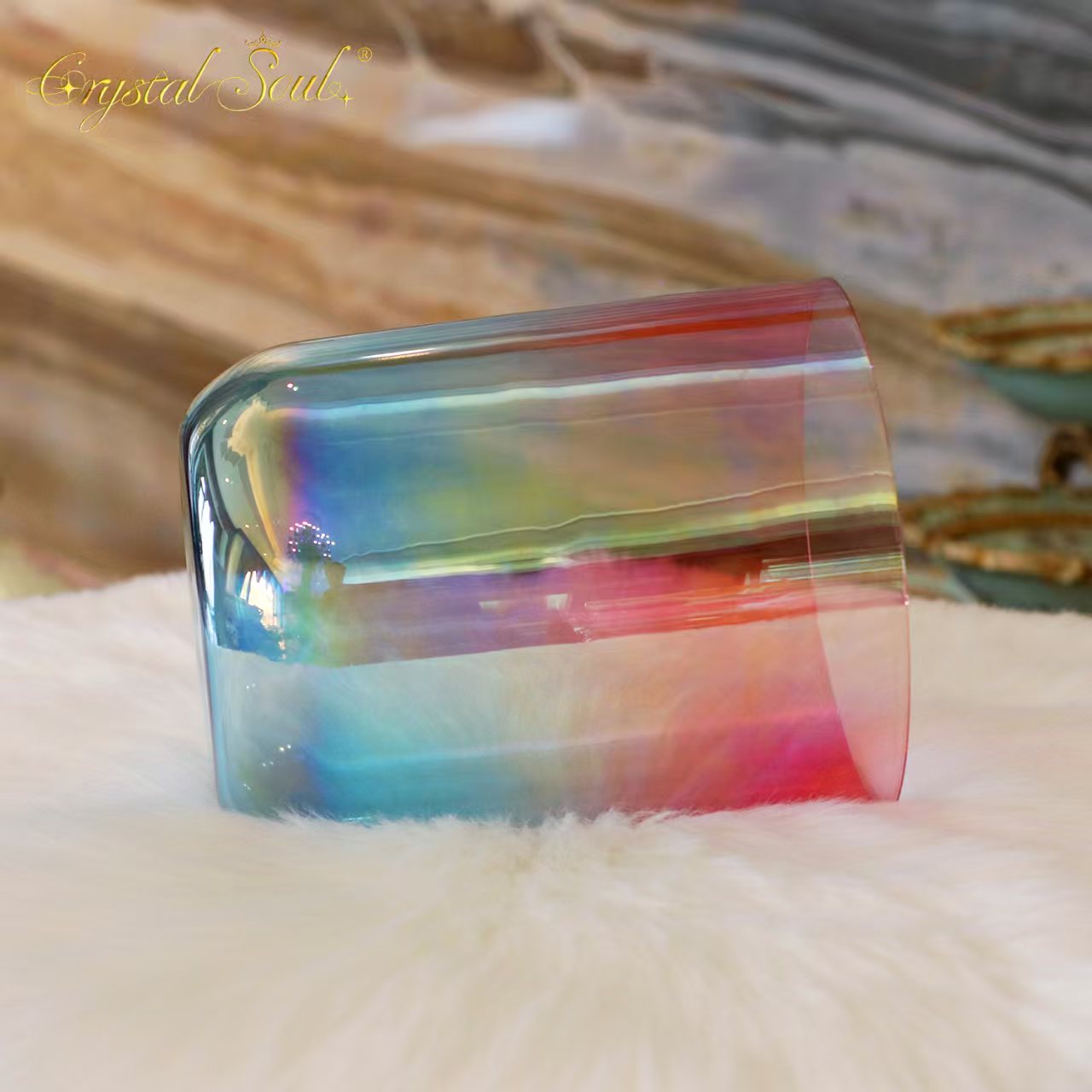 Crystal Soul Red Blue Gradient clear Alchemy Crystal Bowl
