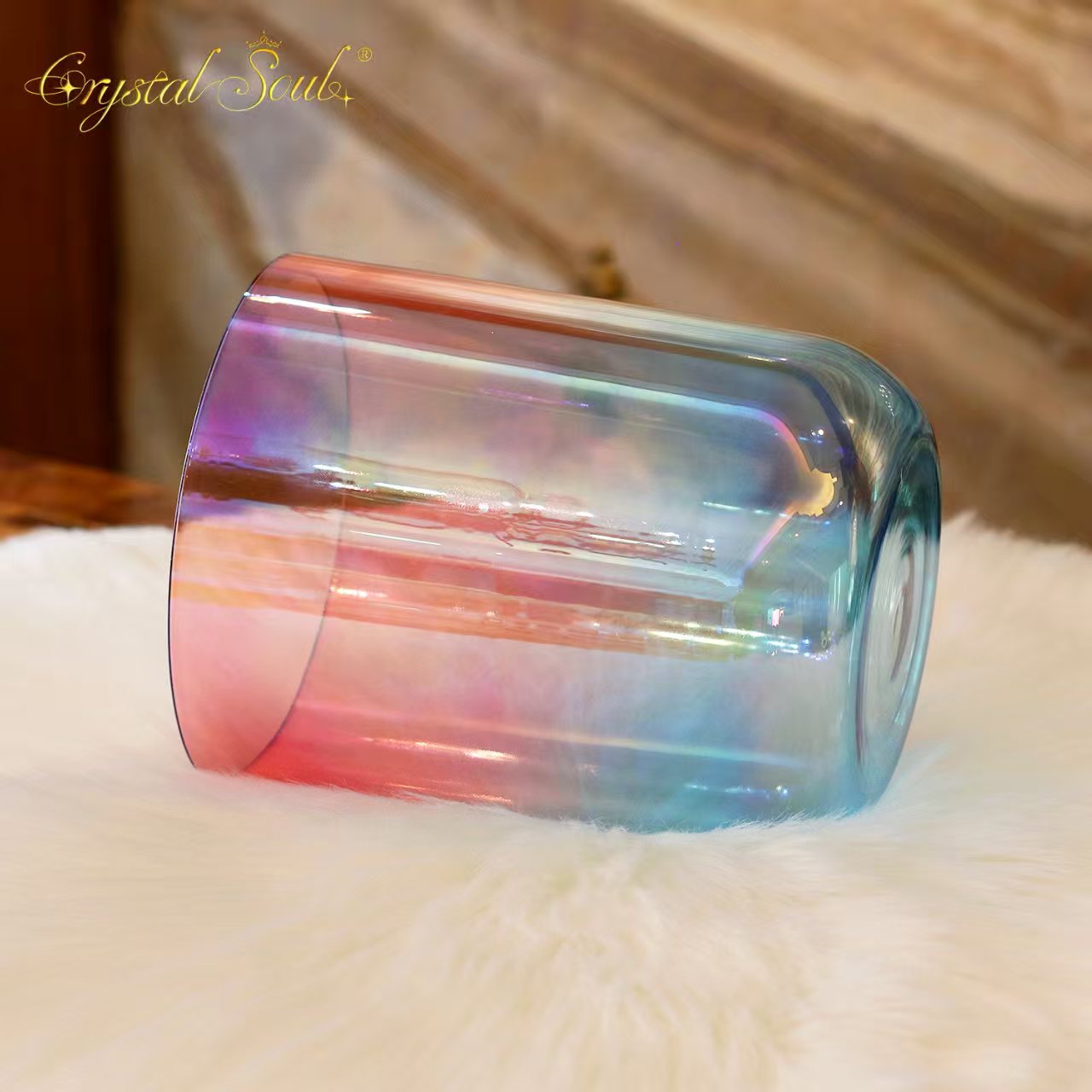 Crystal Soul Red Blue Gradient clear Alchemy Crystal Bowl