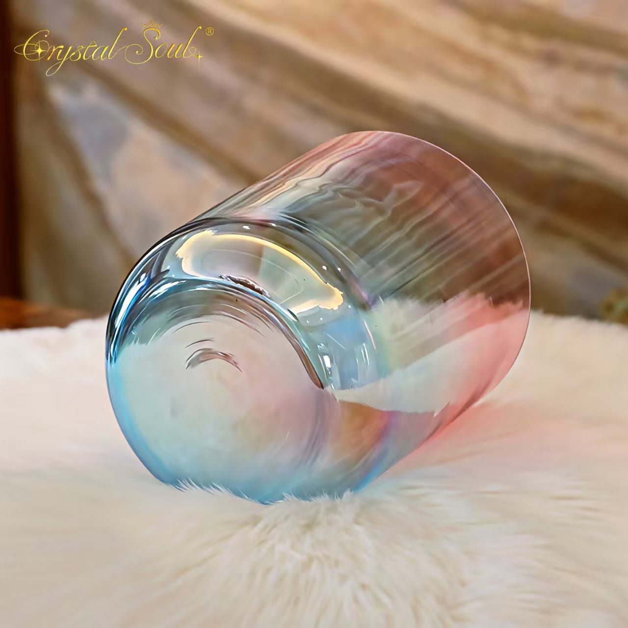 Crystal Soul Red Blue Gradient clear Alchemy Crystal Bowl