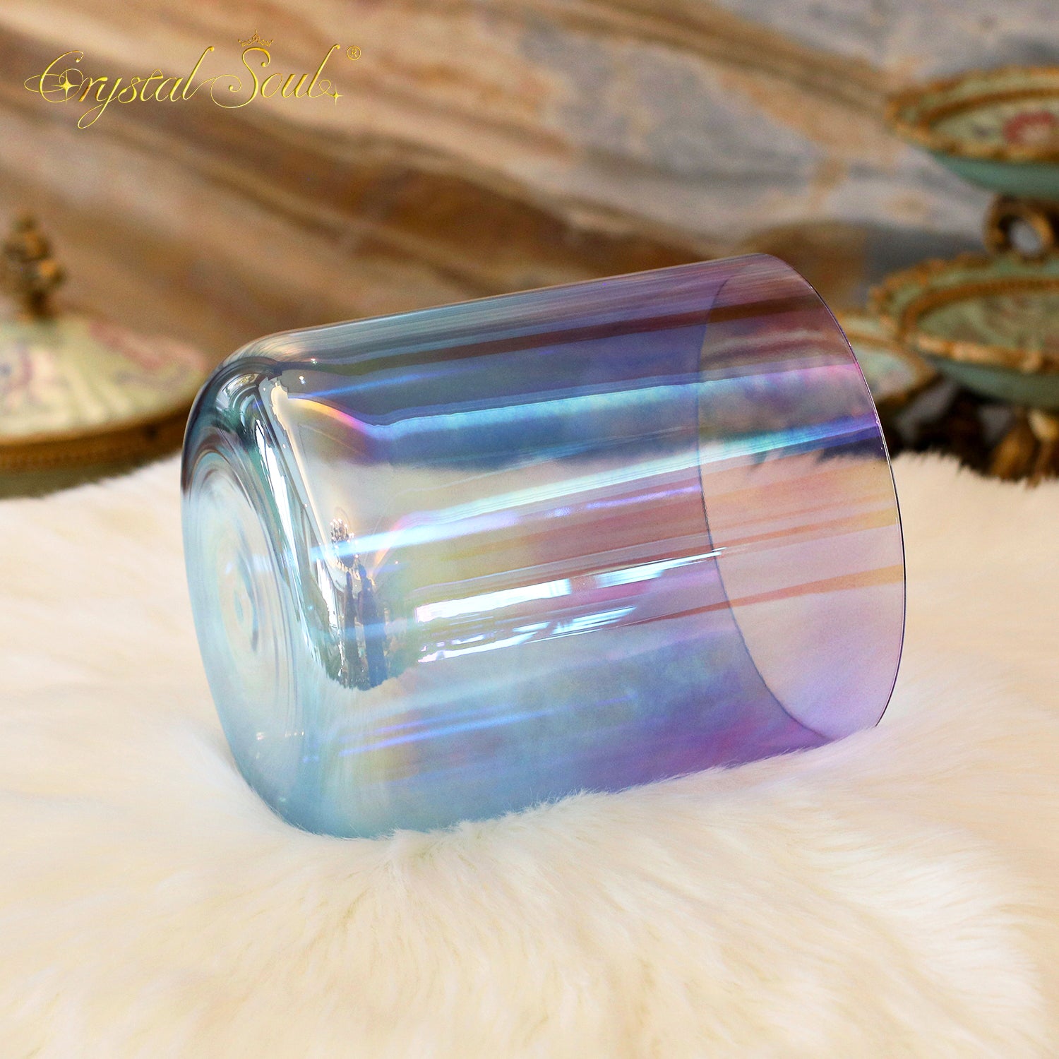 Crystal Soul Blue Purple Gradient Clear Alchemy Crystal Bowl Singing