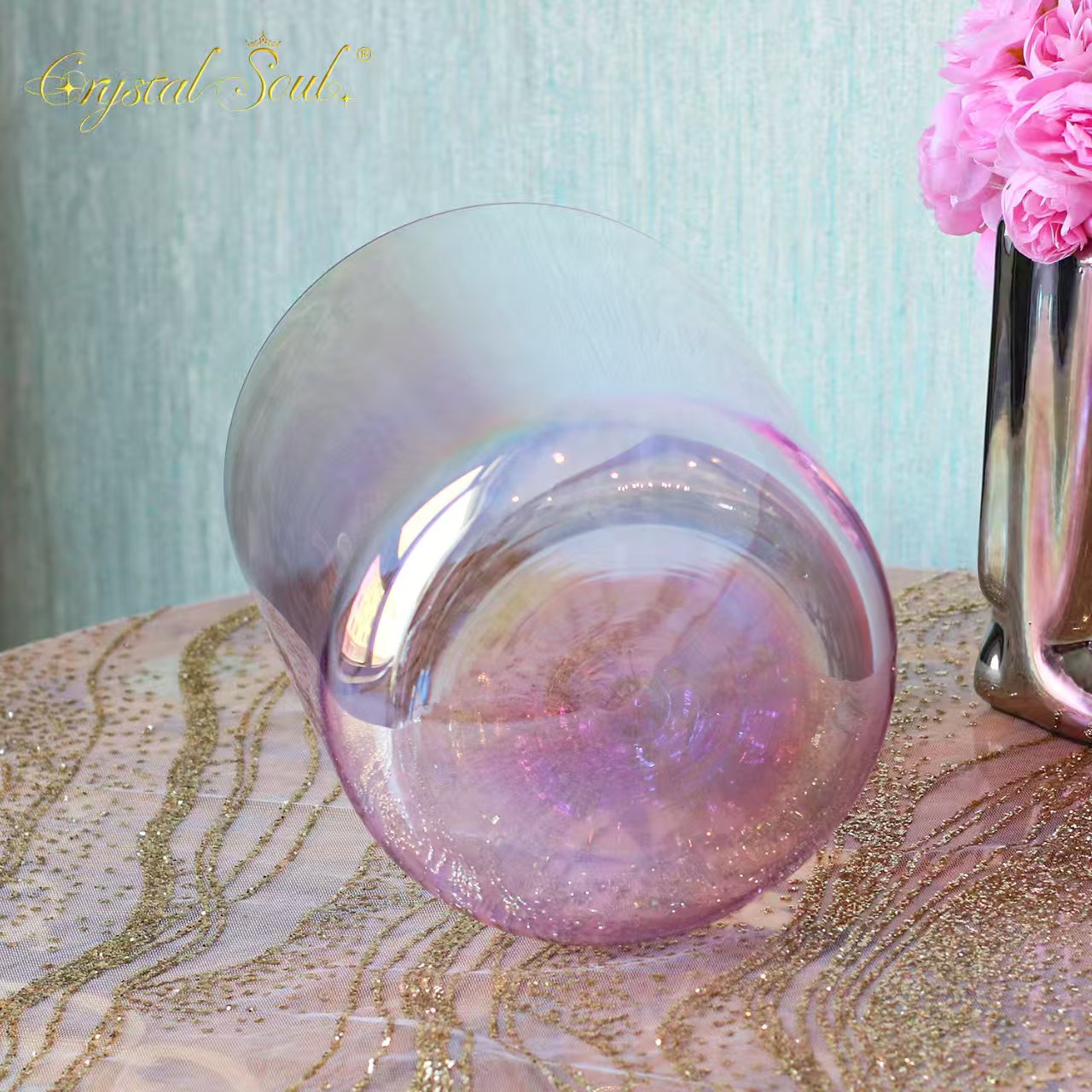 Crystal Soul Pink Purple Aurora Alchemy Crystal Bowl Sound Healing Instruments