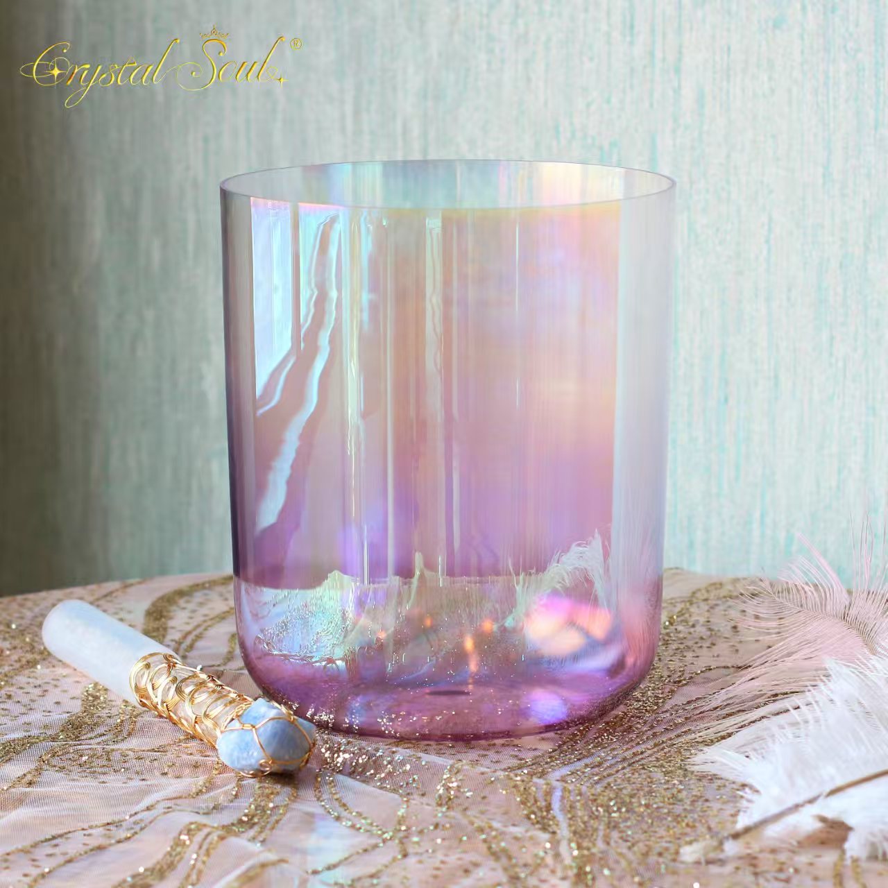 Crystal Soul Pink Purple Aurora Alchemy Crystal Bowl Sound Healing Instruments
