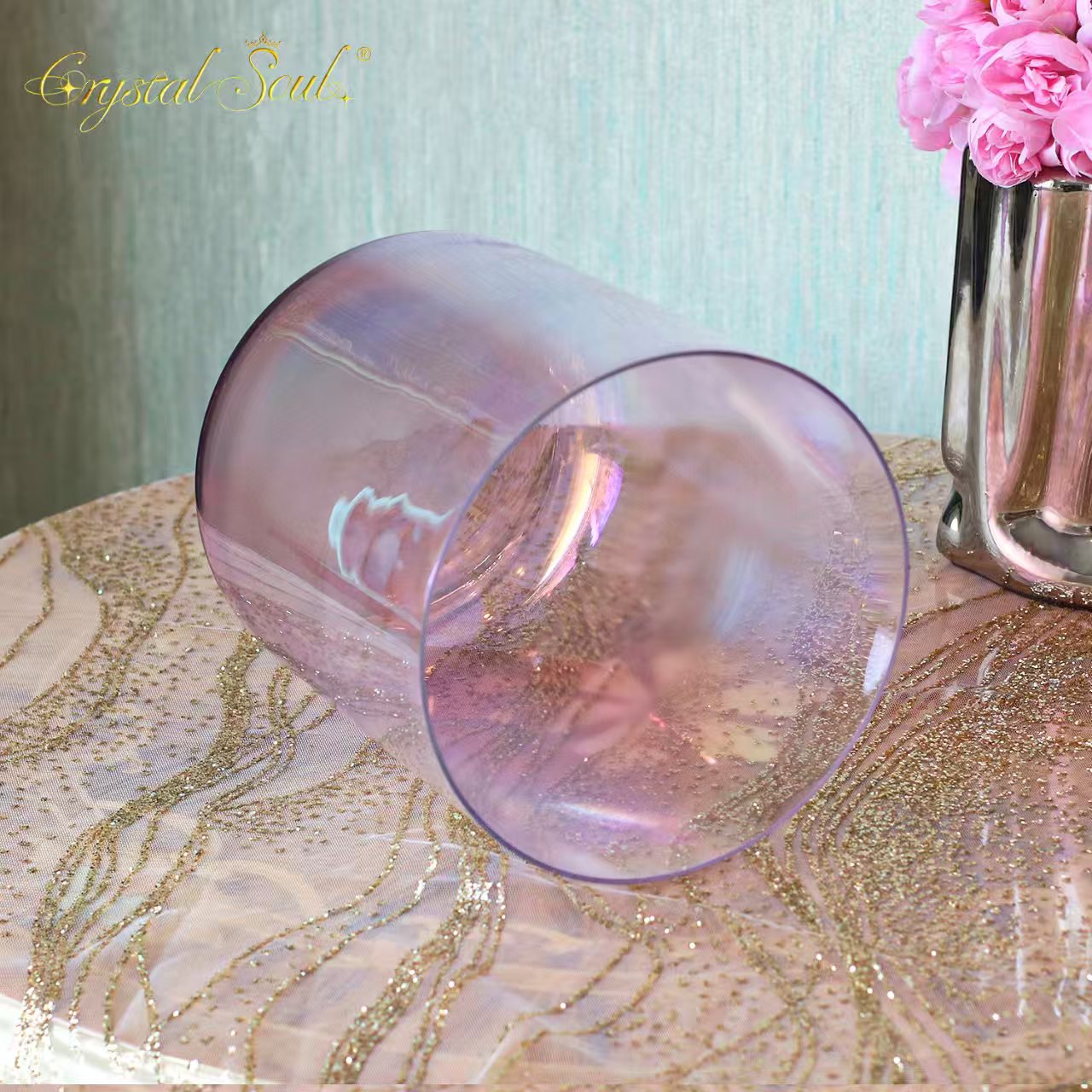 Crystal Soul Pink Purple Aurora Alchemy Crystal Bowl Sound Healing Instruments