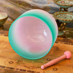 Crystal Soul Pink Green Gradient Frosted Crystal Singing Bowl Customized 432HZ