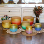 Crystal Soul Seven Chakra Gold-rimmed Classic Color Frosted Crystal Bowl