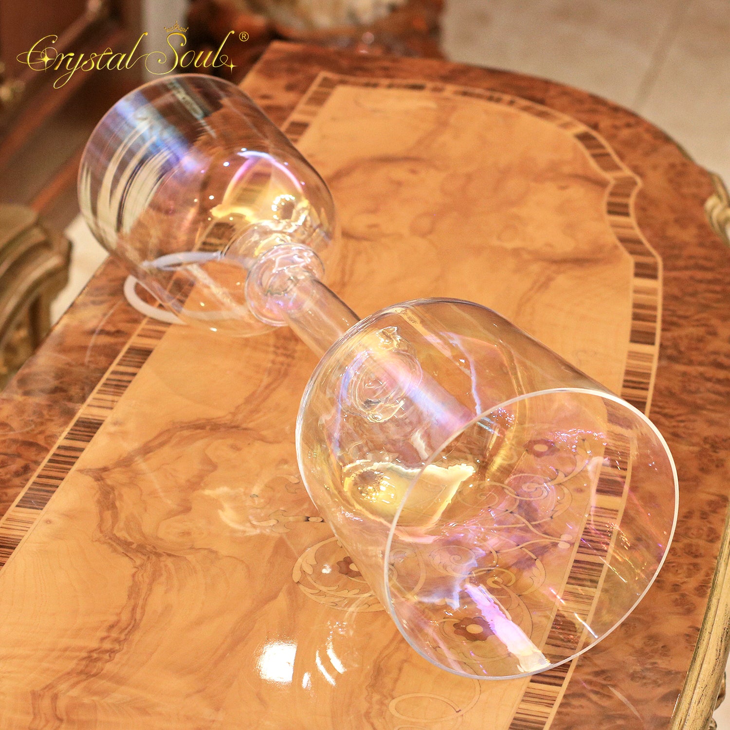 Crystal Soul Clear Aurora Double-Headed Crystal Holy Chalice Customizable Tones