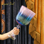 Crystal Soul High Quality Dazzling Sandblasted Purple Aurora Gradient Holy Grail Crystal Bowl