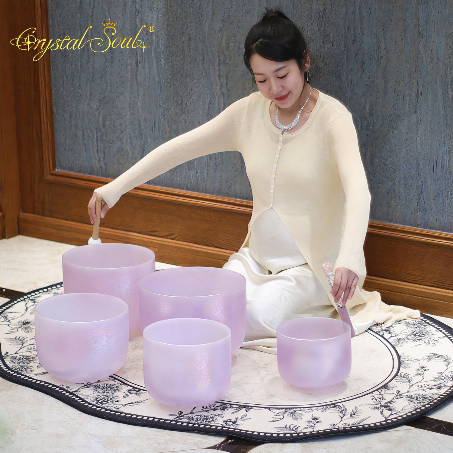 Crystal Soul New Exclusive Design Amethyst Alchemy Crystal Bowl Harmony Set