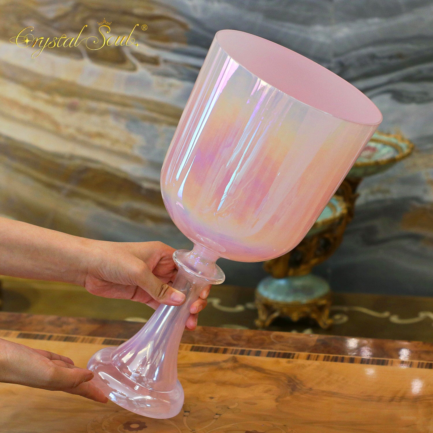 Crystal Soul Pink Holy Chalice Alchemy Crystal Bowl