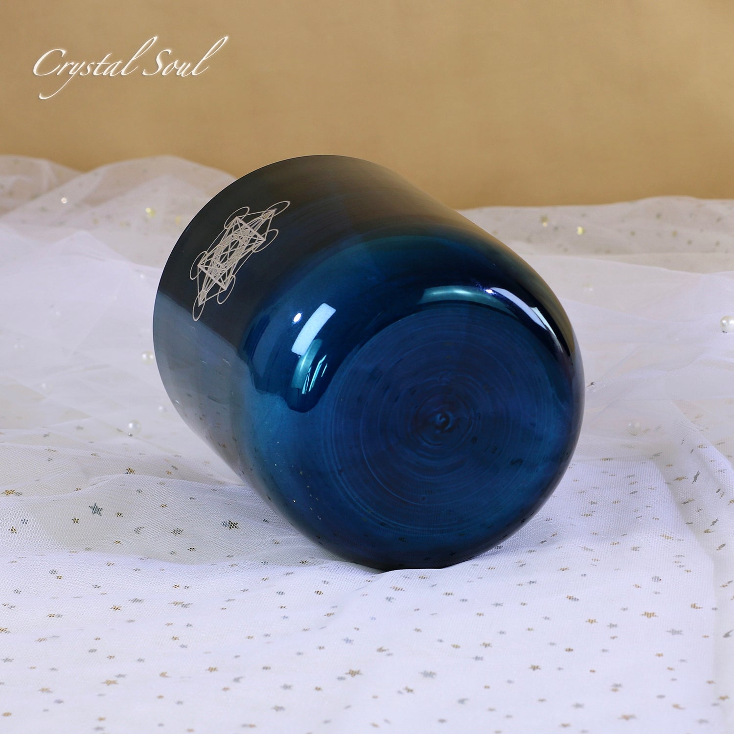 Crystal Soul Cerulean Electroplated Laser Engraved Crystal Singing Bowl