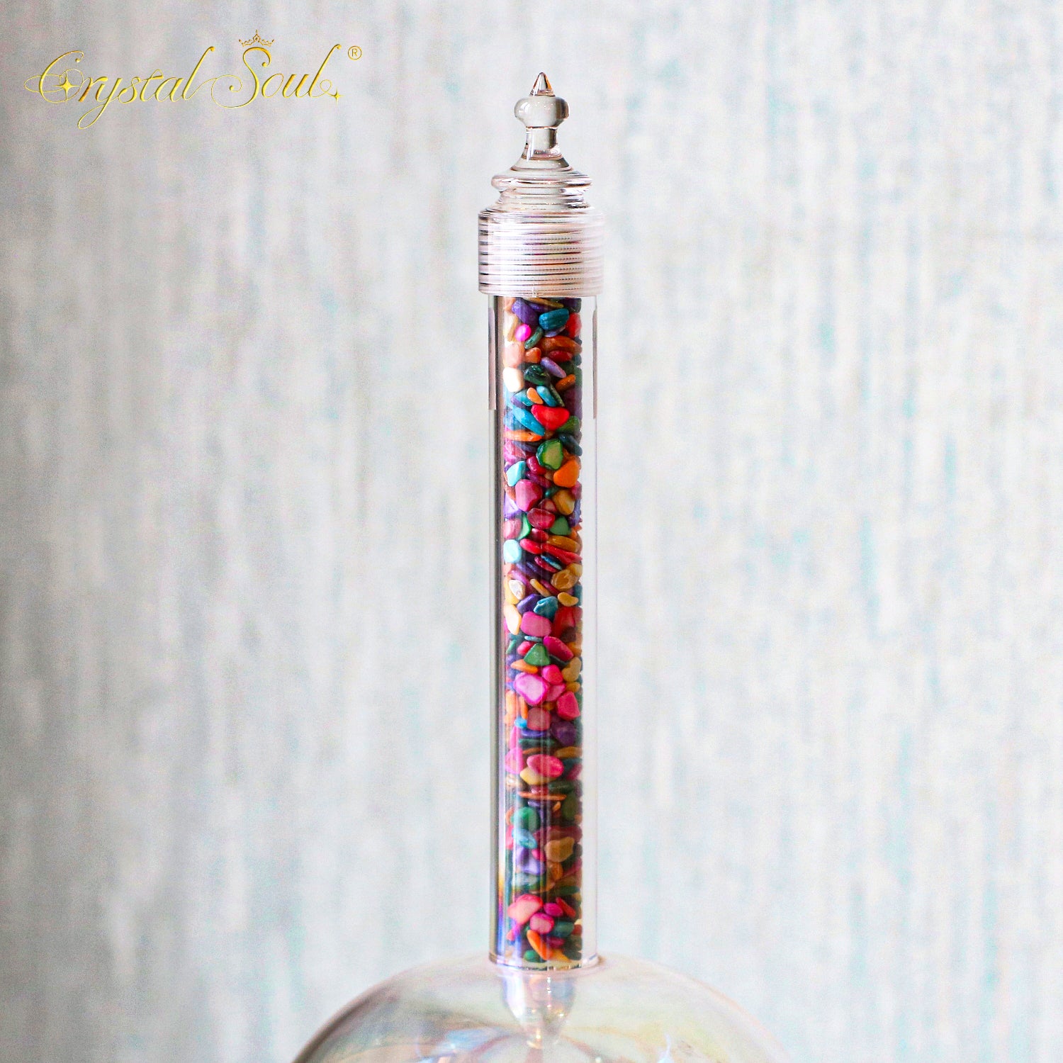 Crystal Soul Superior Design Colorful Shell Clear Aurora Handle Crystal Bowl