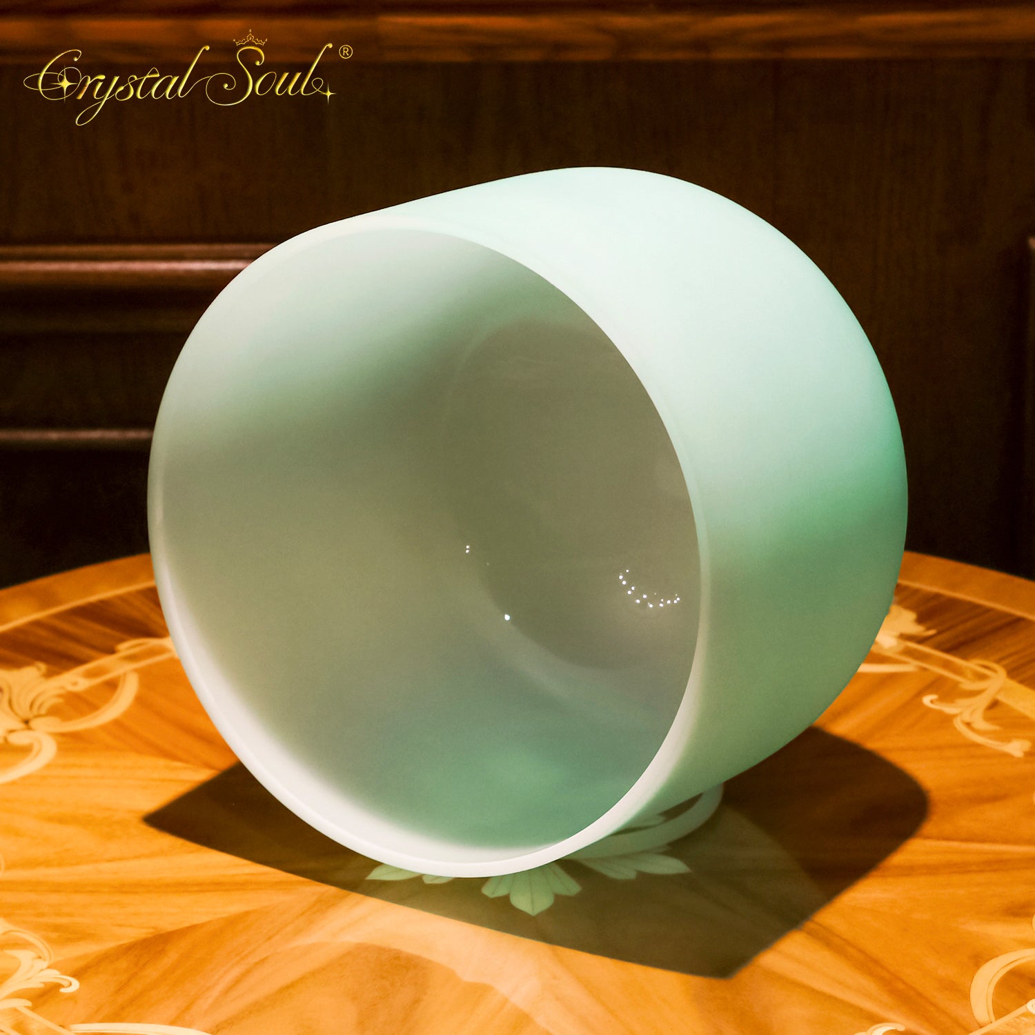 Crystal Soul Macaron Green Frosted Crystal Singing Bowl
