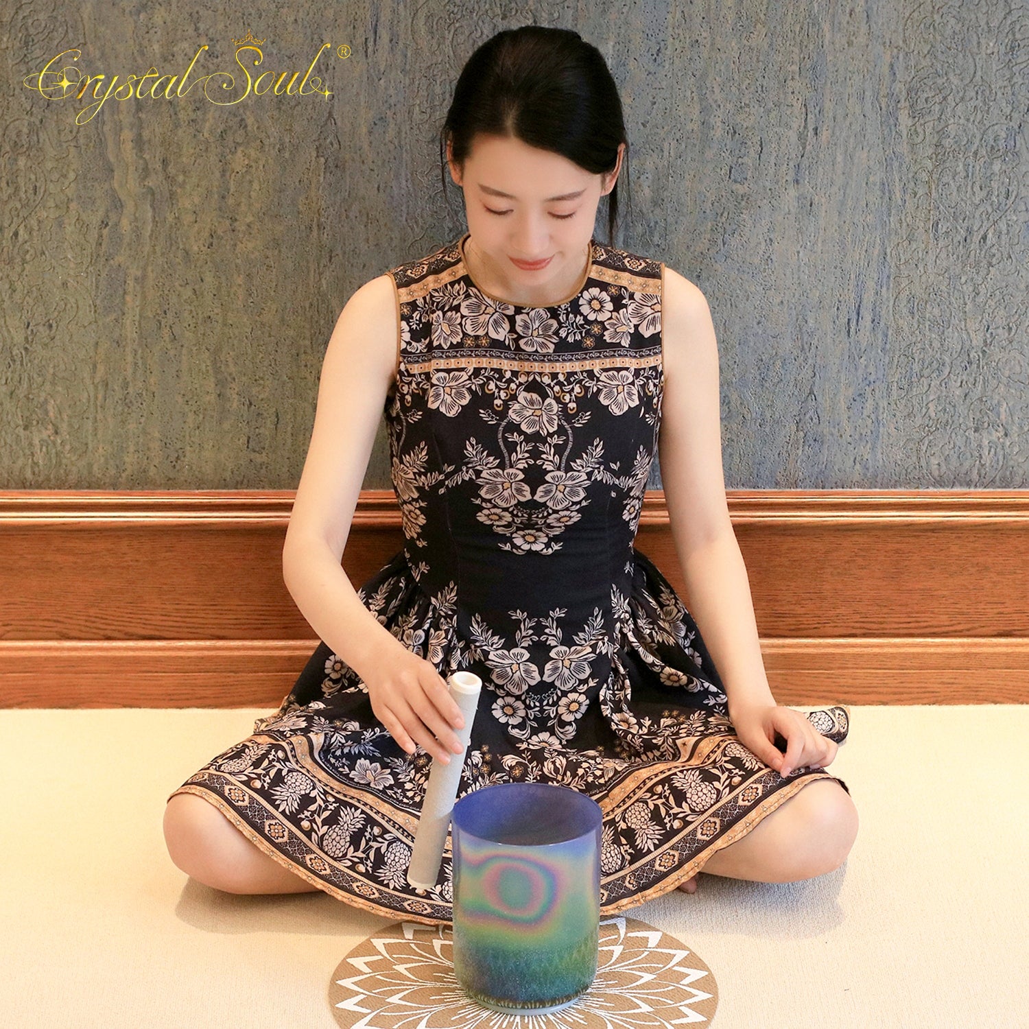 Crystal Soul Latest Cosmic Aurora Sandblasted Purple-Green Aurora Gradient Alchemy Crystal Bowl