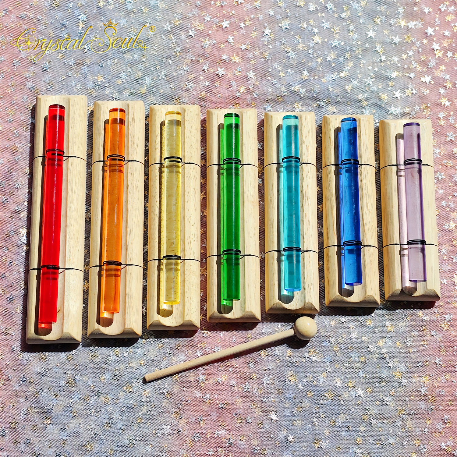 Crystal Soul Chakra Colored Crystal Chimes Set