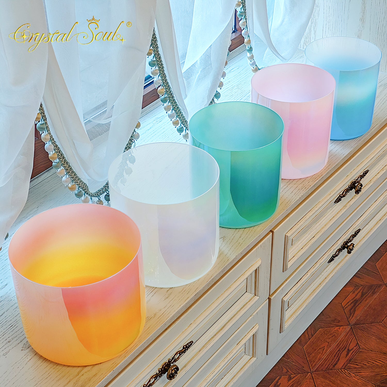 Crystal Soul Chinese Five Elements Crystal Singing Bowl Set