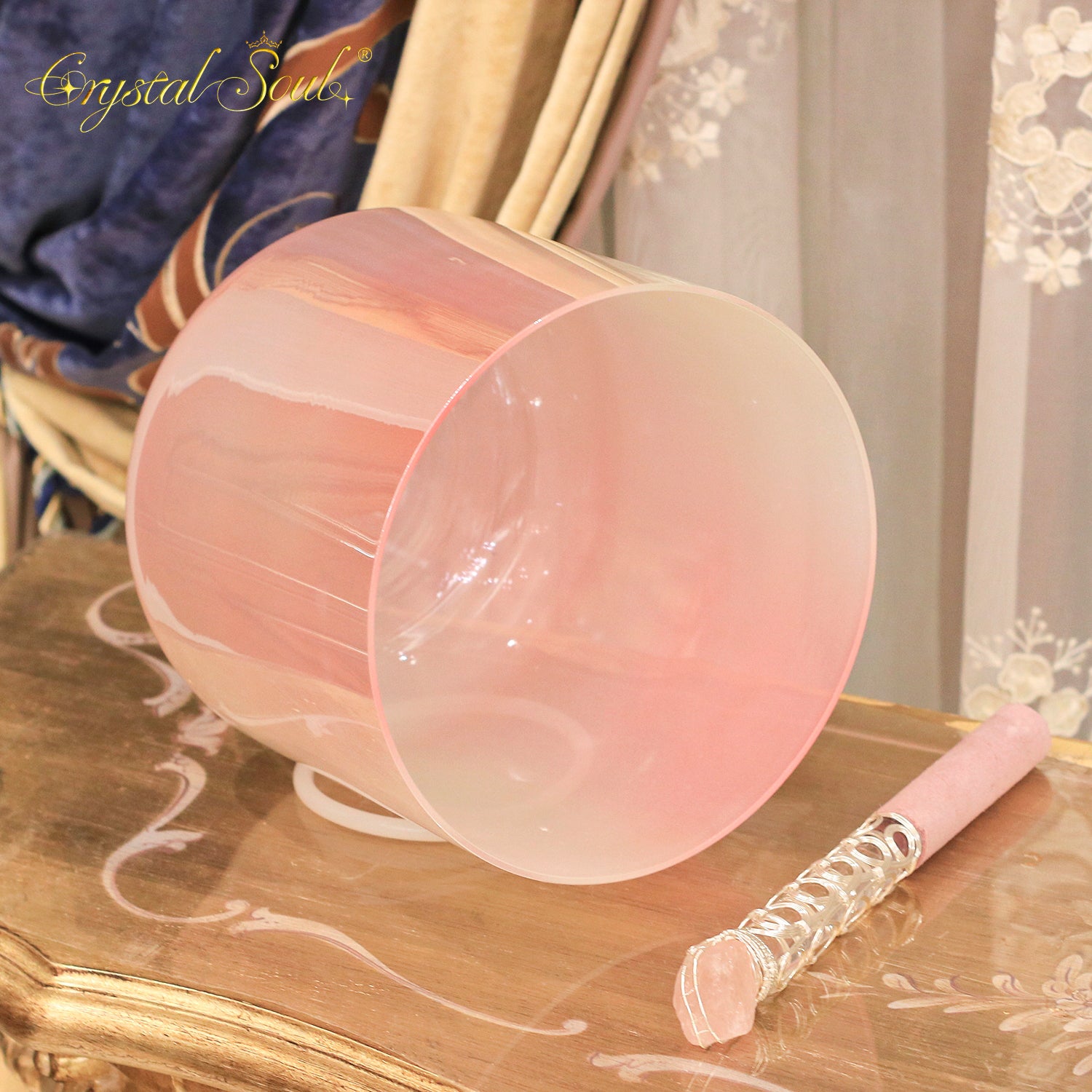 Crystal Soul Cherry Blossom Pink Pearl Alchemy Crystal Singing Bowl