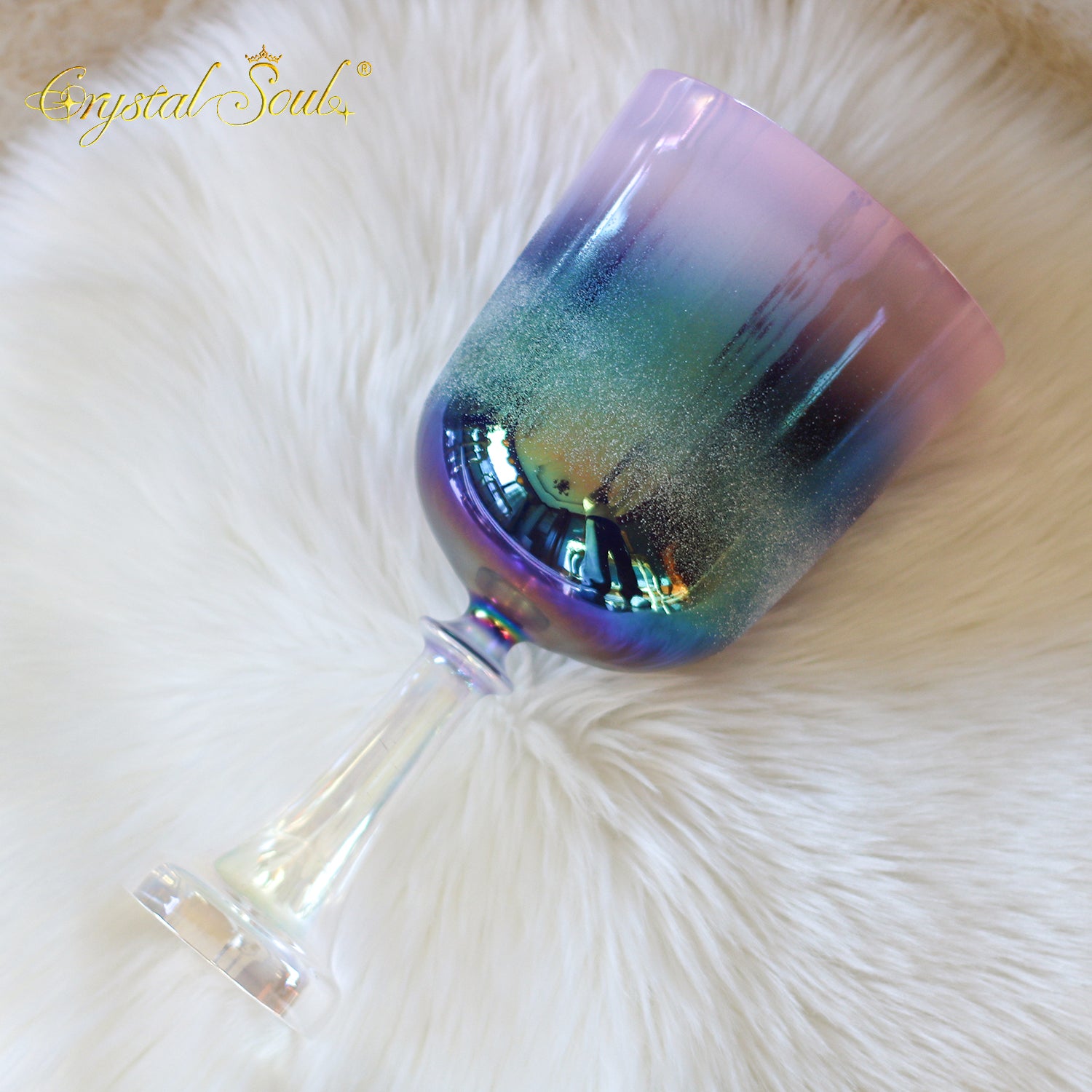 Crystal Soul High Quality Dazzling Sandblasted Purple Aurora Gradient Holy Grail Crystal Bowl