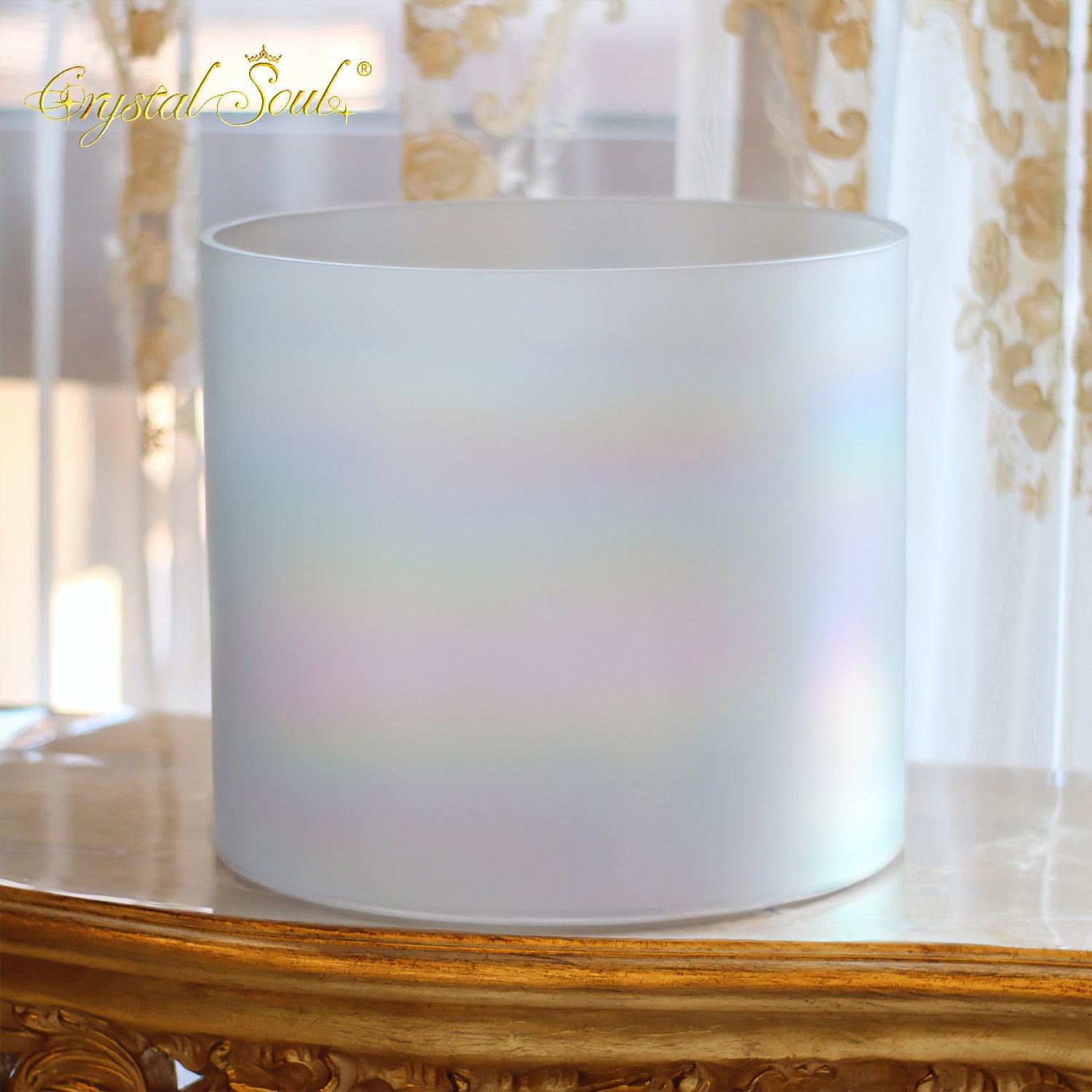 Crystal Soul 12" Flat-Bottomed Frosted Moonlight Alchemy Crystal Bowl