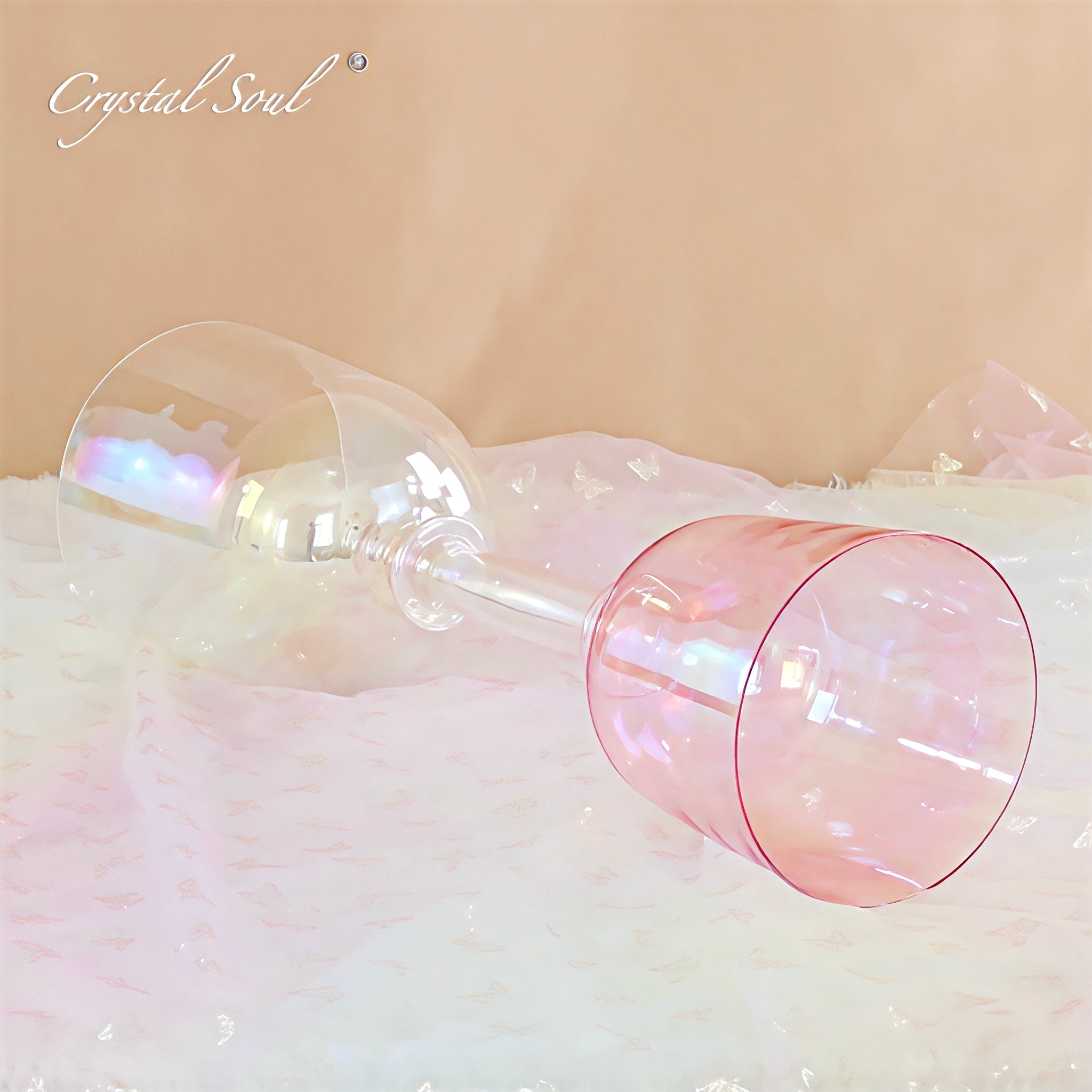 Crystal Soul Light Pink Aurora Double-headed Crystal Holy