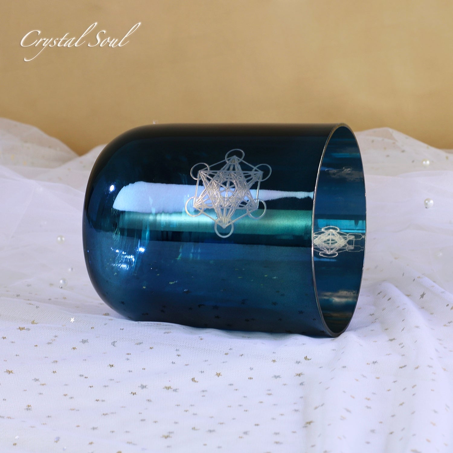 Crystal Soul Cerulean Electroplated Laser Engraved Crystal Singing Bowl