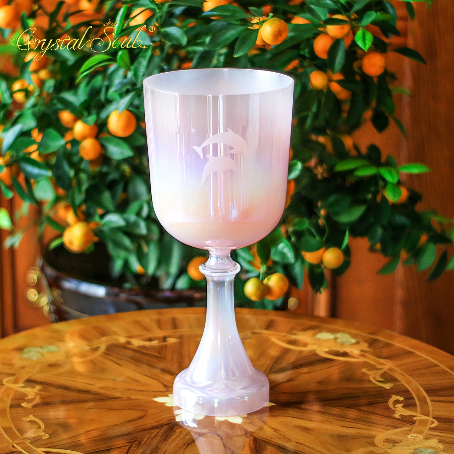 Crystal Soul High Quality Custom Engraved Pink Holy Grail Alchemy Crystal Bowl