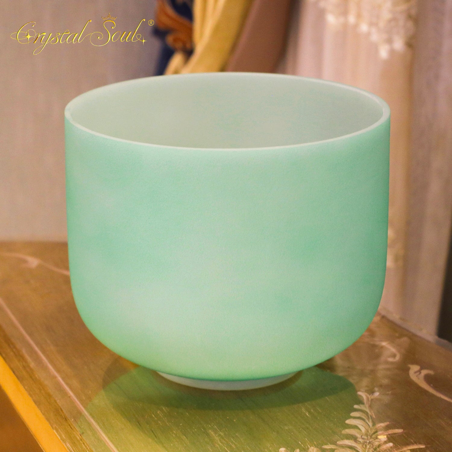 Crystal Soul Macaron Green Frosted Crystal Singing Bowl