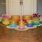 Crystal Soul Seven Chakra Gold-rimmed Classic Color Frosted Crystal Bowl