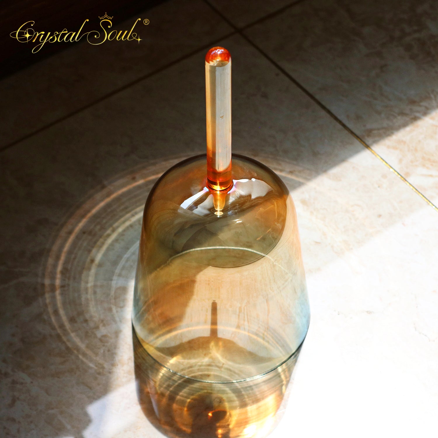 Crystal Soul Buddha Light Deep Sapphire - Azure Yellow Gradient Handheld Alchemy Crystal Bowl