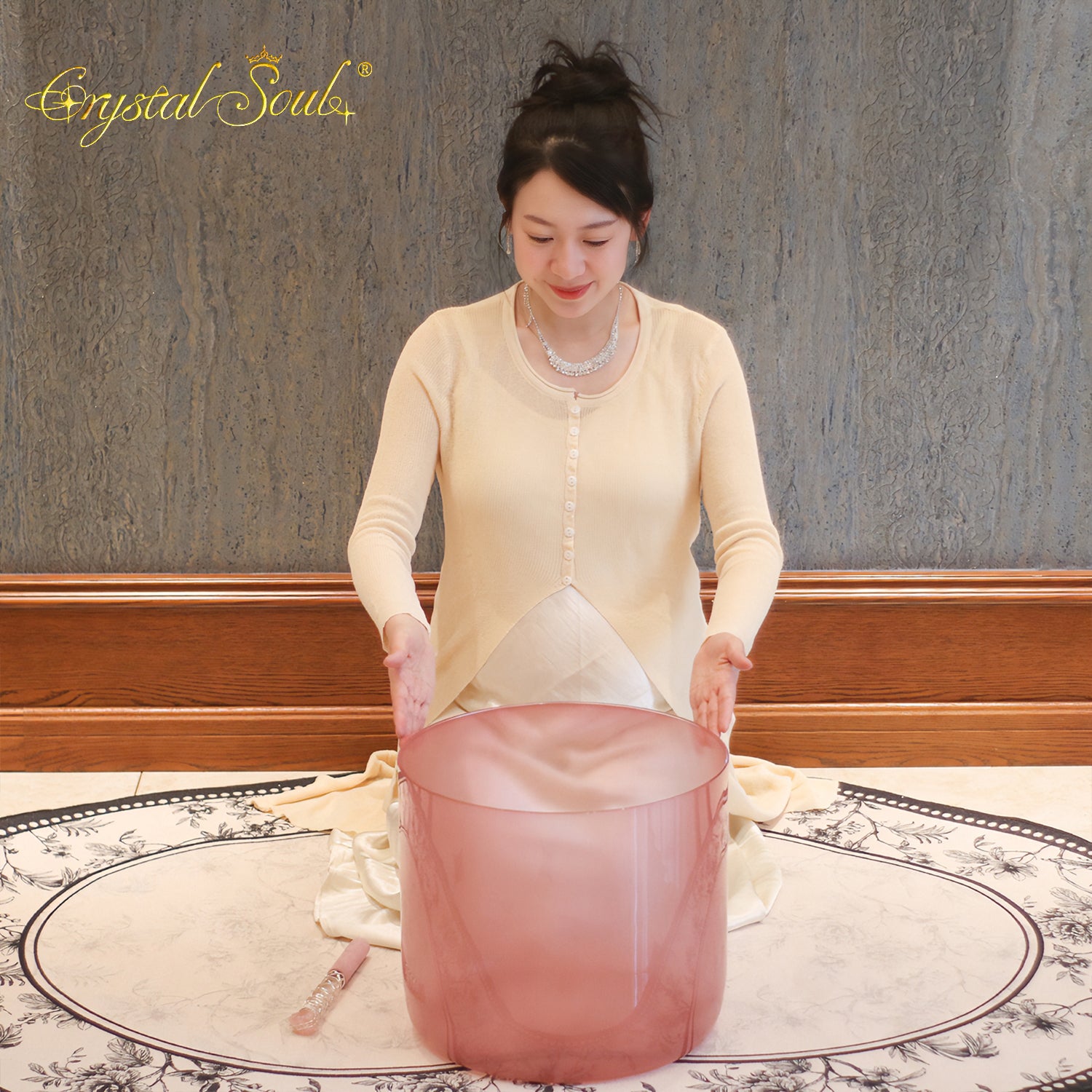 Crystal Soul 14" Rose Nude Pink Alchemy Crystal Bowl