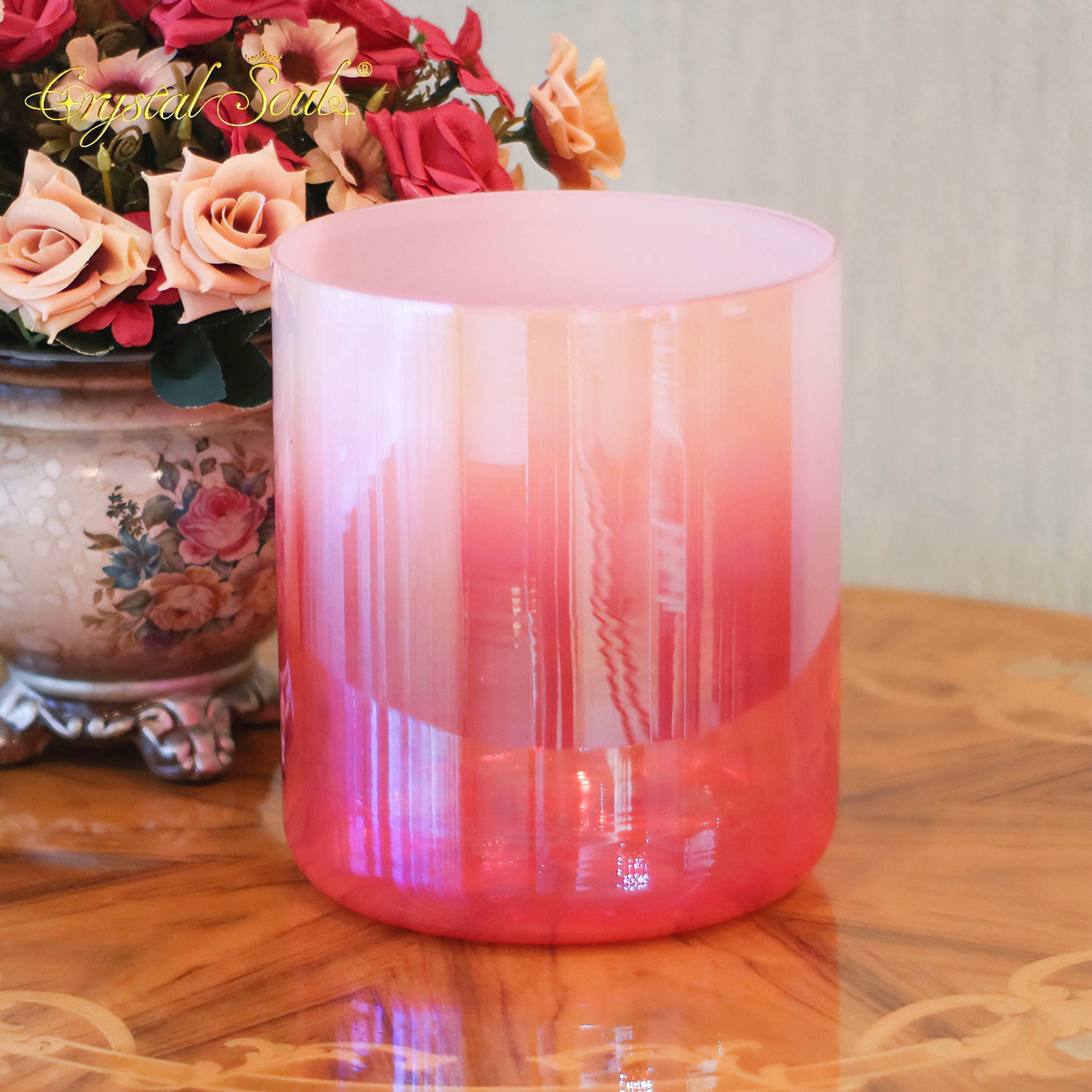 Crystal Soul Rose Pink Pearl Glow Gradient Alchemy Crystal Bowl