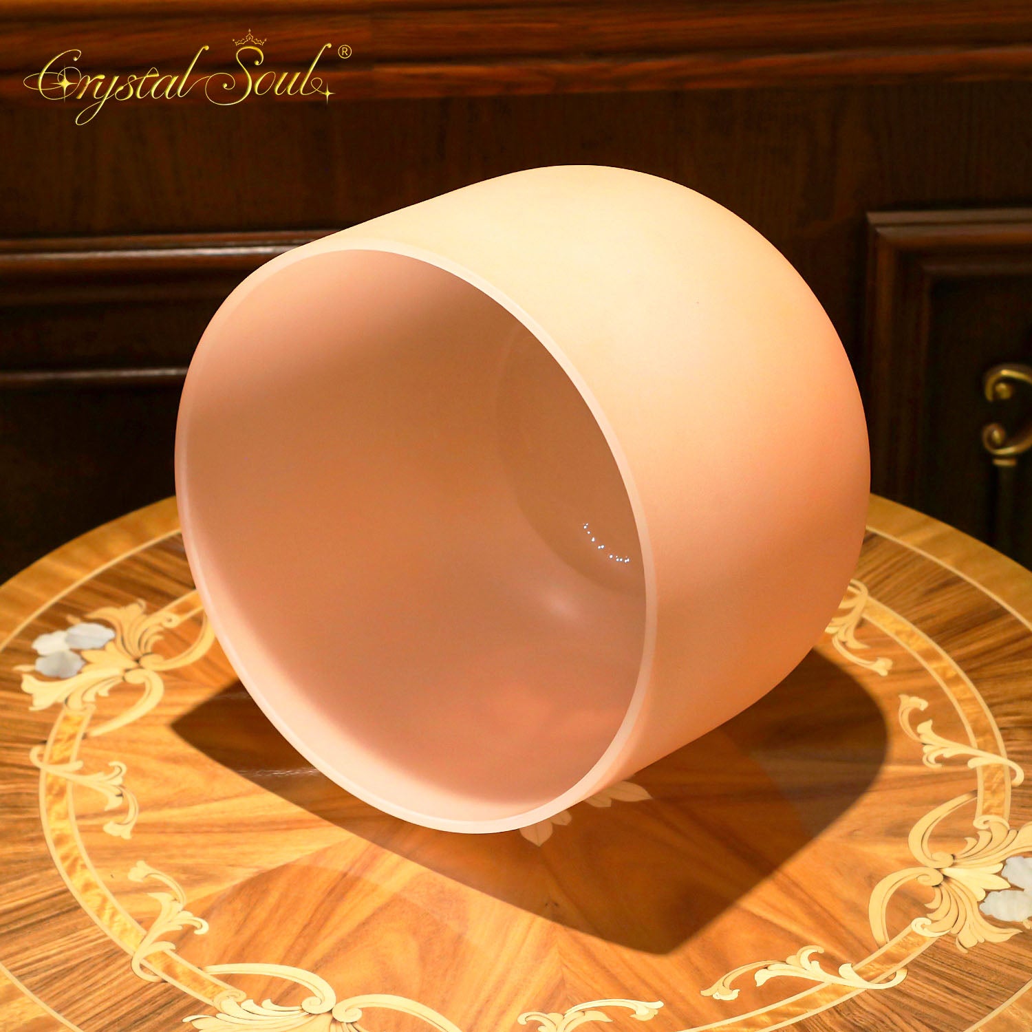 Crystal Soul Macaron Orange Frosted Crystal Singing Bowl