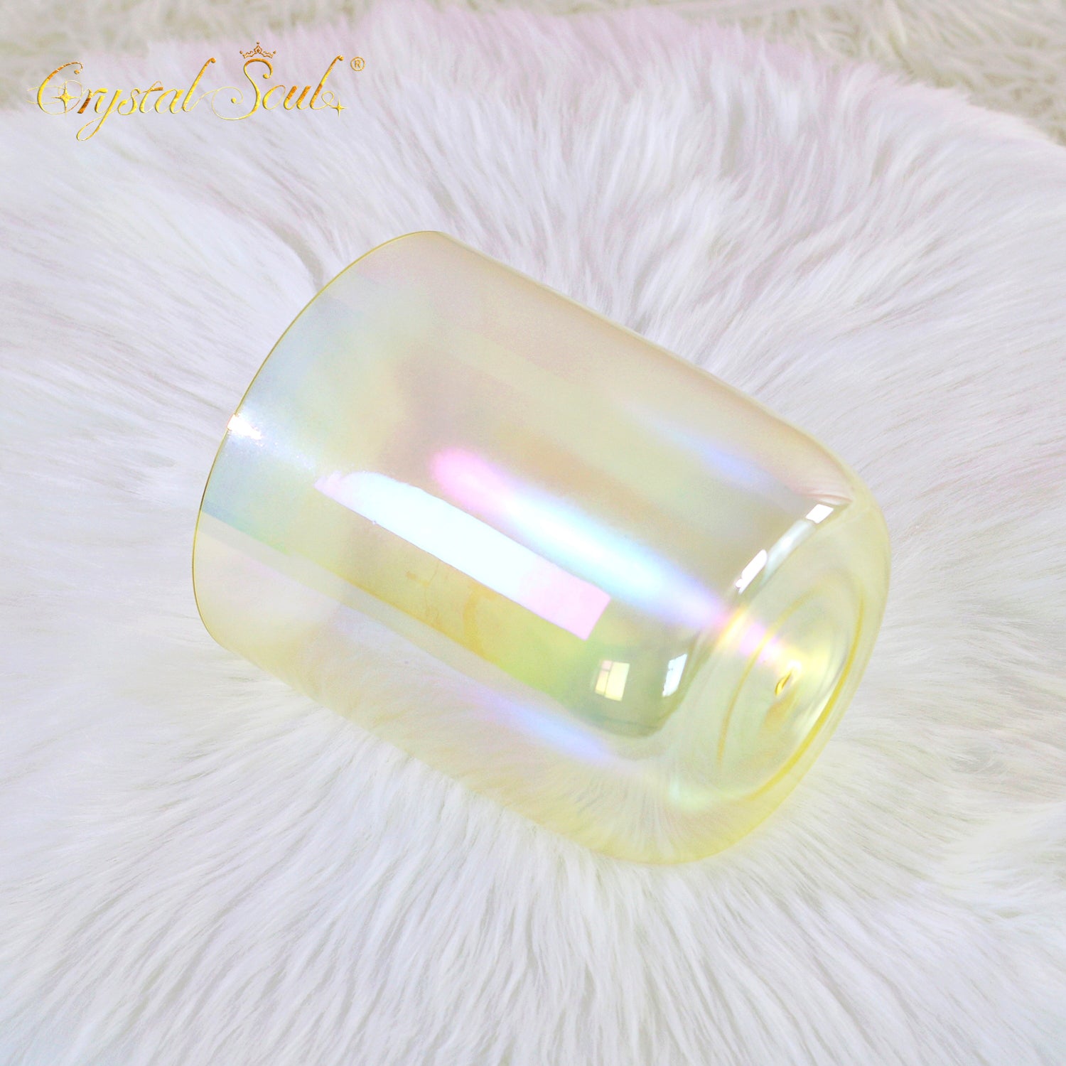 Crystal Soul Yellow Aurora Clear Alchemy Crystal Bowl
