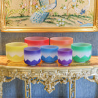 Crystal Soul Classic Chakra Lotus Frosted Crystal Singing Bowl Set