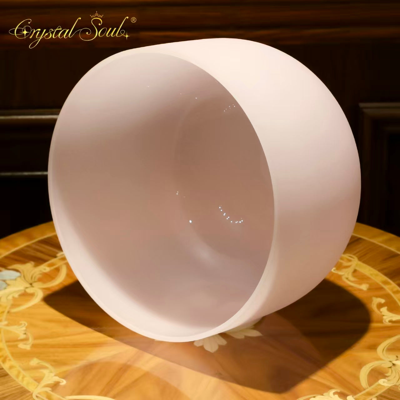 Crystal Soul Macaron Pink Frosted Crystal Singing Bowl