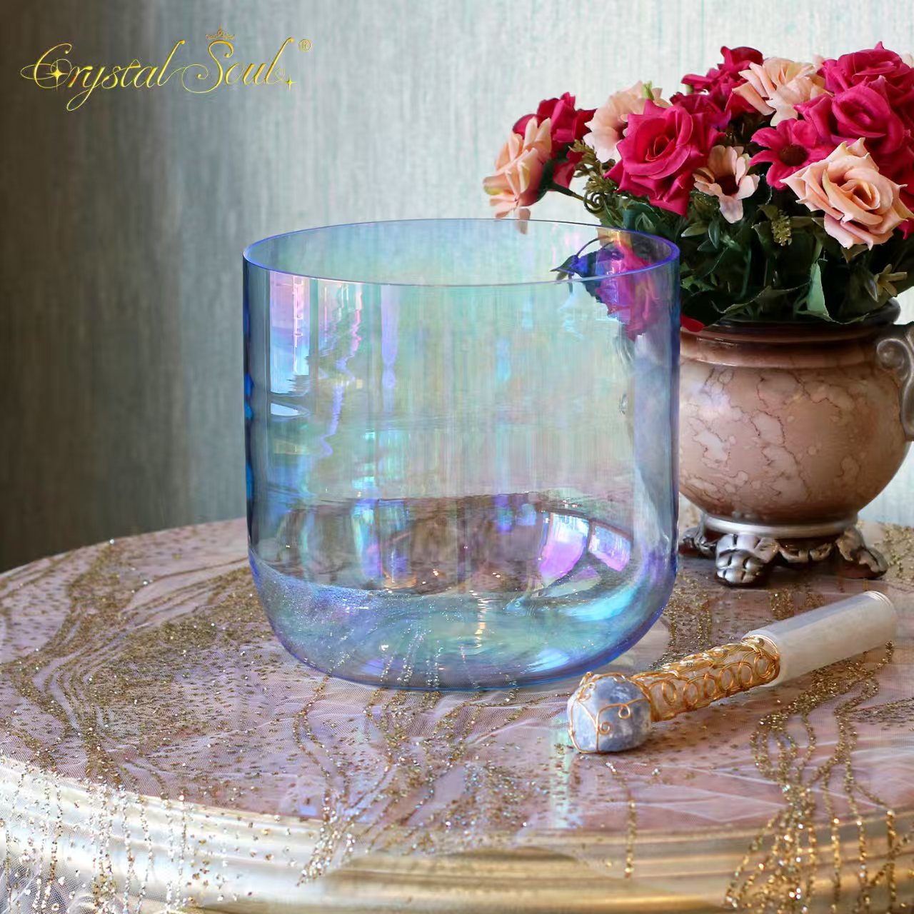 Crystal Soul High Quality Thickened Ice Azure Aurora Alchemy Crystal Bowl