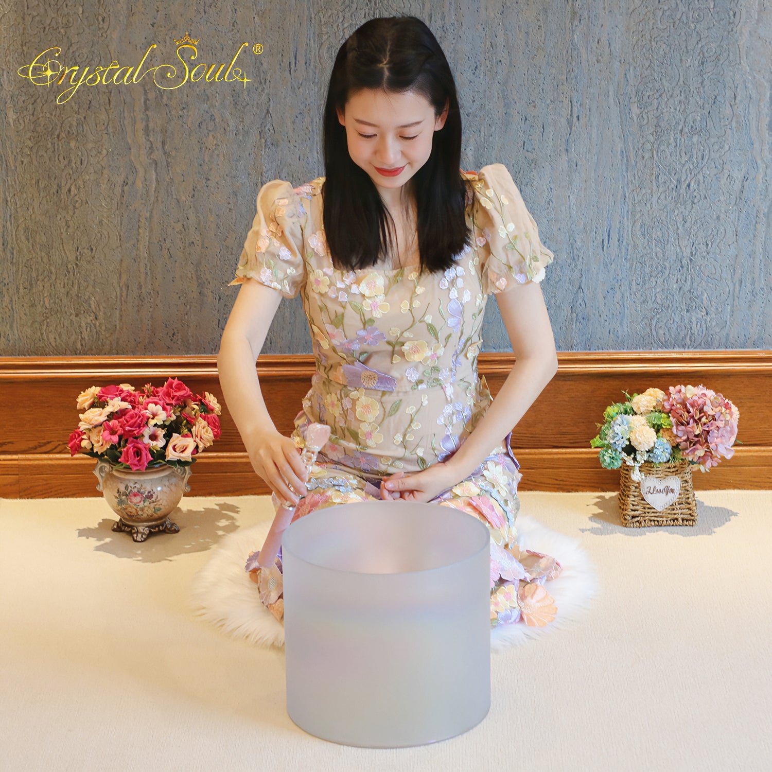 Crystal Soul 12" Flat-Bottomed Frosted Moonlight Alchemy Crystal Bowl