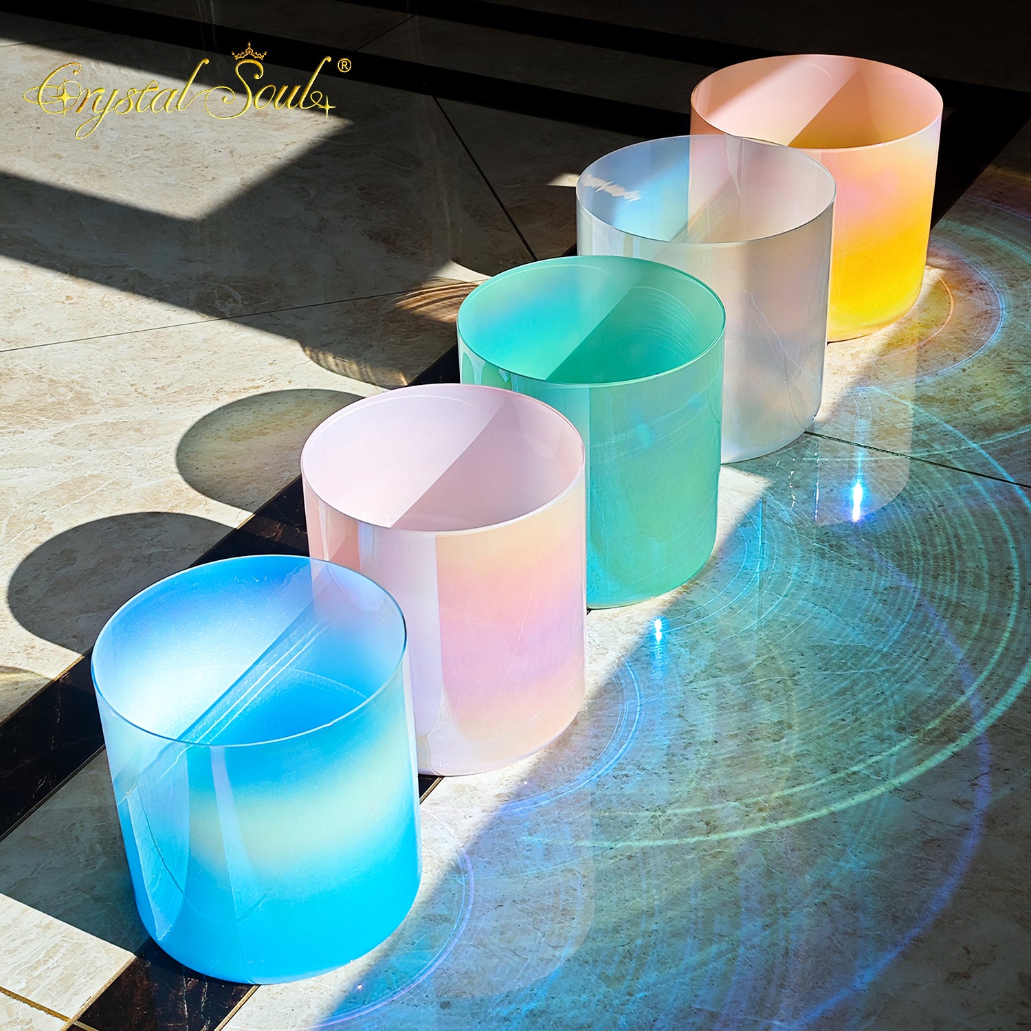 Crystal Soul Chinese Five Elements Crystal Singing Bowl Set