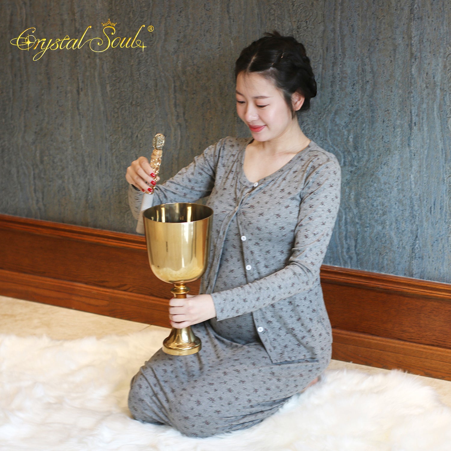 Crystal Soul Golden Holy Grail Alchemy Crystal Bowl