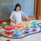 Crystal Soul Classic Chakra Lotus Frosted Crystal Singing Bowl Set