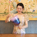 Crystal Soul High Quality Dazzling Sandblasted Purple Aurora Gradient Holy Grail Crystal Bowl